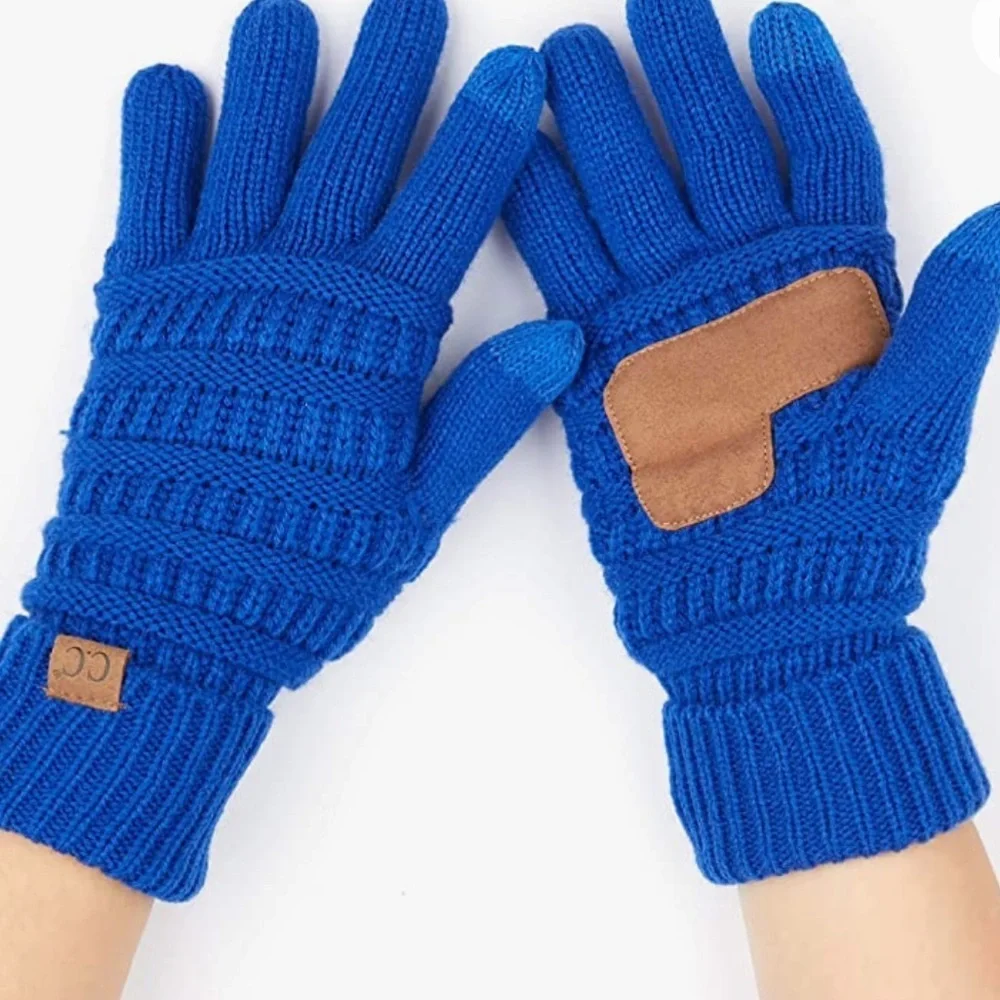 C.C‎ Women Solid Ribbed Glove with Smart Tips